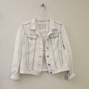 Ann Taylor LOFT Denim Trucker Jacket, Color: Light blue wash, Size Medium Petite